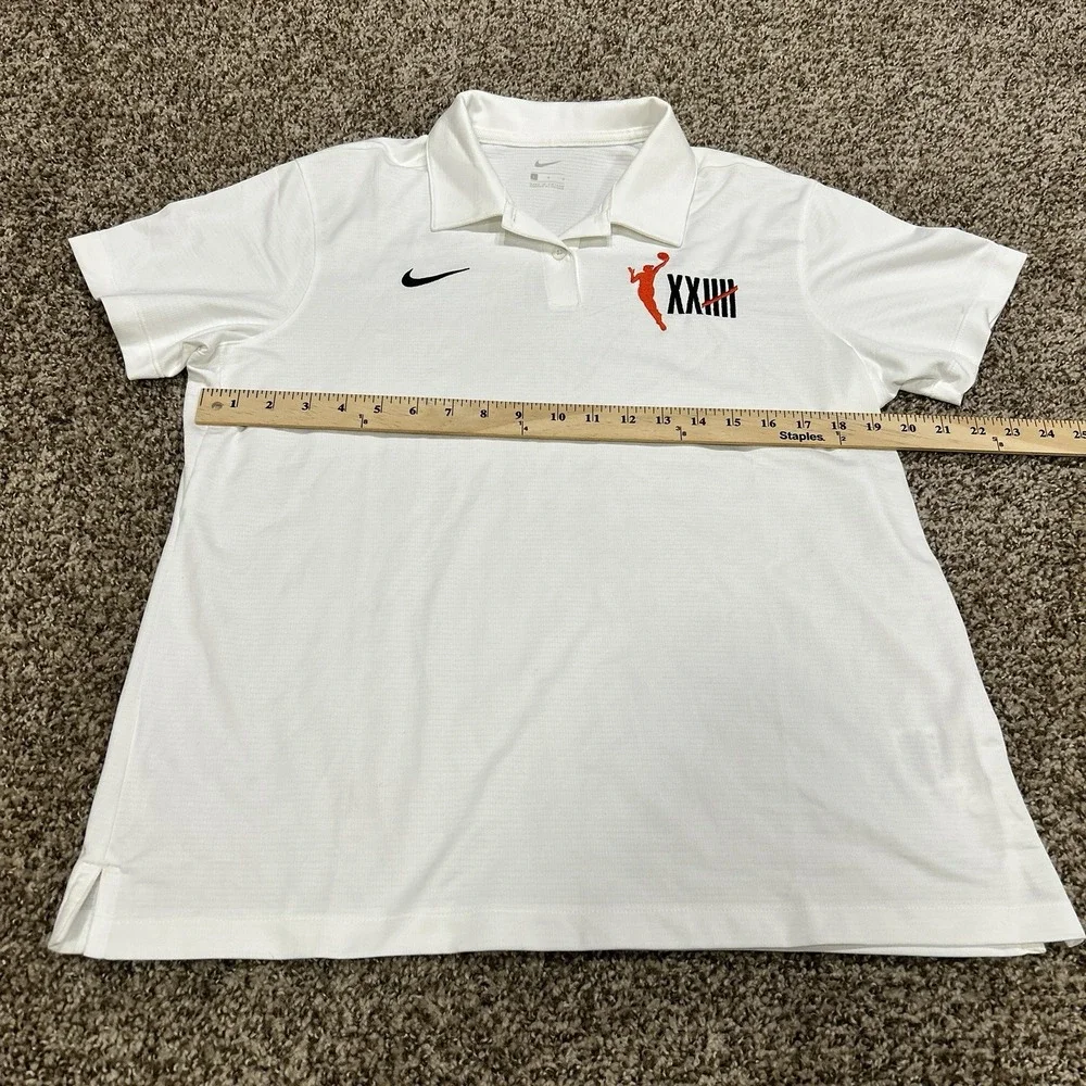Nike WNBA 25 Year Anniversary Dri-Fit Polo Shirt White Women's Large Embroidered